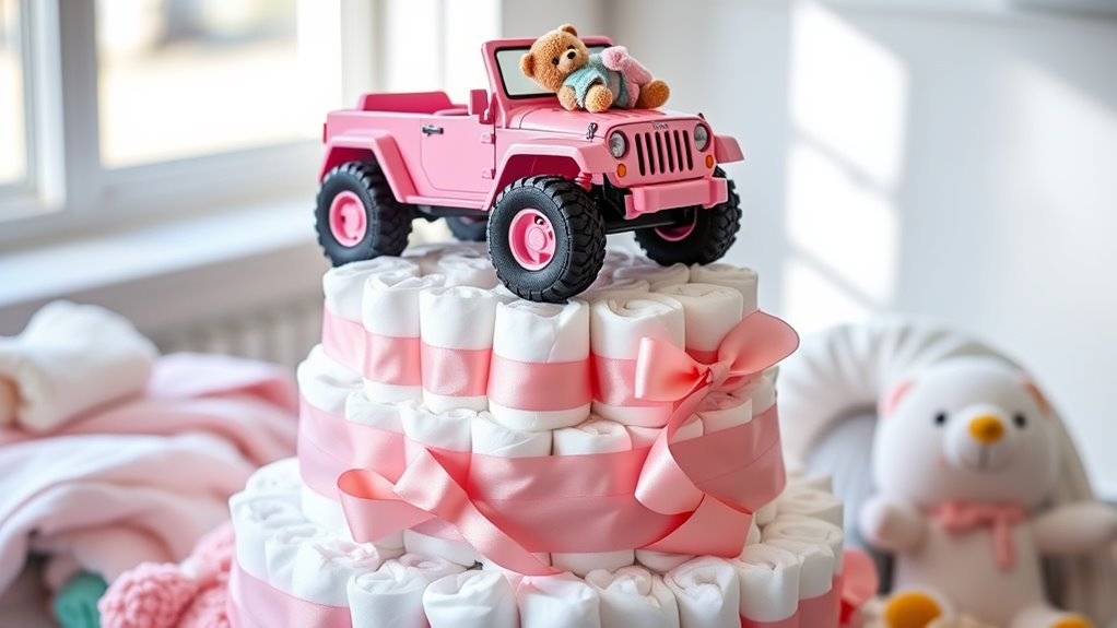 jeep themed diaper cake instructions